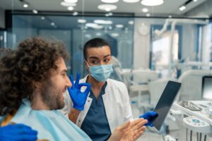 chairside clear aligners being discussed with patient